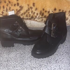 Stylish Black Buckle Ankle Boots